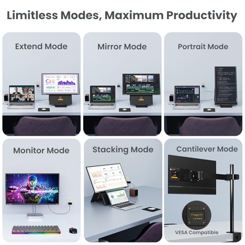 Image of Hyangin 4K 24-inch Large Portable Monitor for Laptop 2026 Upgraded, 60Hz Portable Screen, 125% sRGB IPS Portable Second Monitor with Adjustable Stand for Laptop, MacBook, Phones