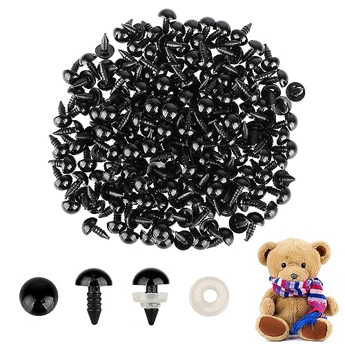 Yolev 200pcs 10mm Black Safety Eyes for with Plastic Washers Safety Eyes Plastic Craft Safety Eyes with Washers Doll Eyes for Stuffed Animals DIY Making Soft Toy Crafts Decorations