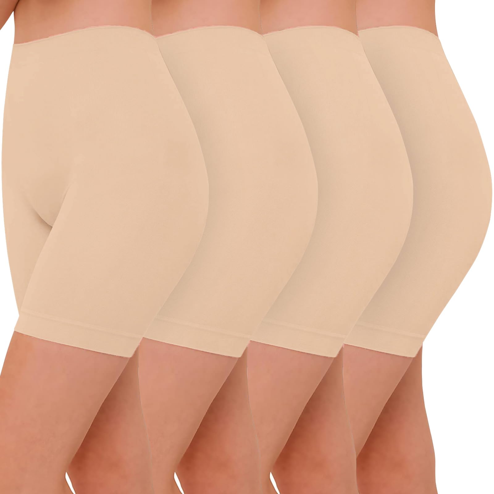 ZENUTA 4 Pack Slip Shorts for Women Under Dresses, Seamless Anti Chafing Boy Shorts, Lightweight High Stretch