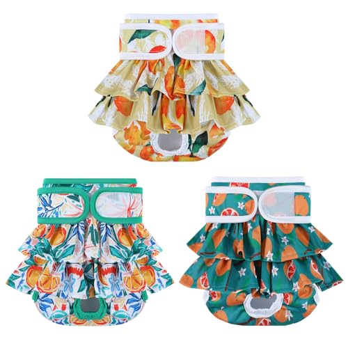 Image of Dog Diapers Washable (3 Pack), Reusable Female Dog Diapers Highly Absorbent for Heat, Incontinence, XS