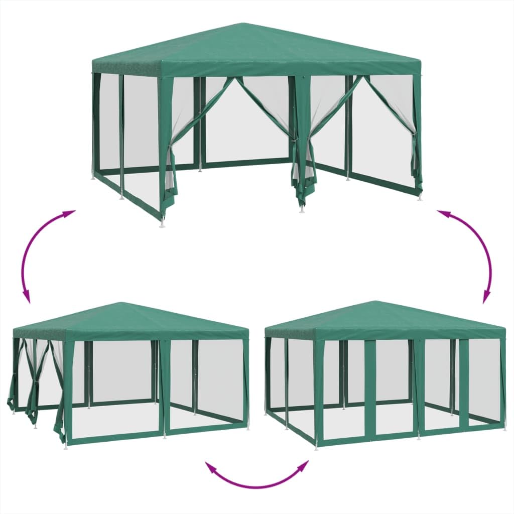 Partyzelt mit 8 Mesh-Wänden & Eisenrahmen, Pavillon mit Wasserdichtes Verdeck & Reißverschlusstür für Grillen Hochzeit, Rot 300 x 898 x 258 cm HDPE