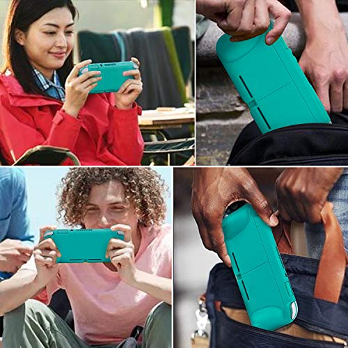 Silicone Protective Case For Nintendo Switch Lite, Soft Grip Case Cover With Comfort Ergonomic Handles For Nintendo Switch Lite 2019 [Self Stand][4 Thumb Stick Caps] (Turquoise) #TOP7