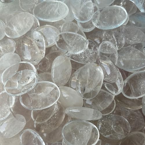 Image of Tumbled Stones, Natural Crystal Healing Stones, Home Office Decor, Aquarium Decorative Pebbles, Vase Fillers (Clear Crystal Flat, 200)