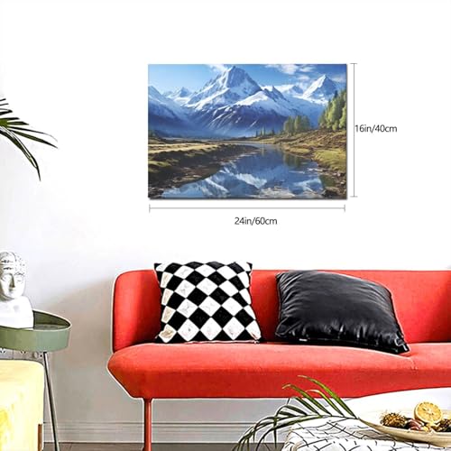 Impression sur toile montagnes enneigées pour illuminer un mur sombre - 3
