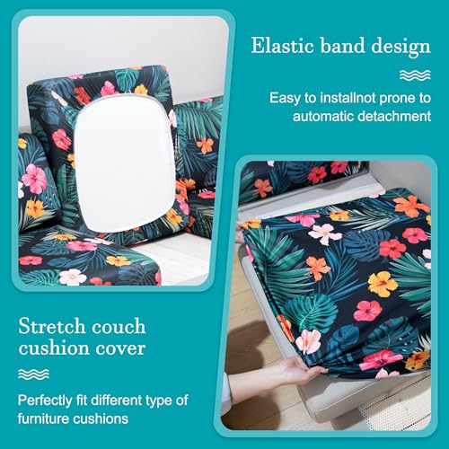 Image of 12 Pcs Stretch Patio Cushion Covers,Outdoor Couch Covers Replacement,Outdoor Couch & Sofa Slipcovers,for Patio Furniture Cushion Covers,Washable Reusable Furniture Protector (Summer Night ,Cover Only)