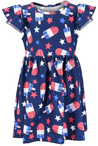 Unique Baby Girls' Short Sleeve Everyday Printed Dresses for Kid and Toddler, Sizes 2T-12Y
