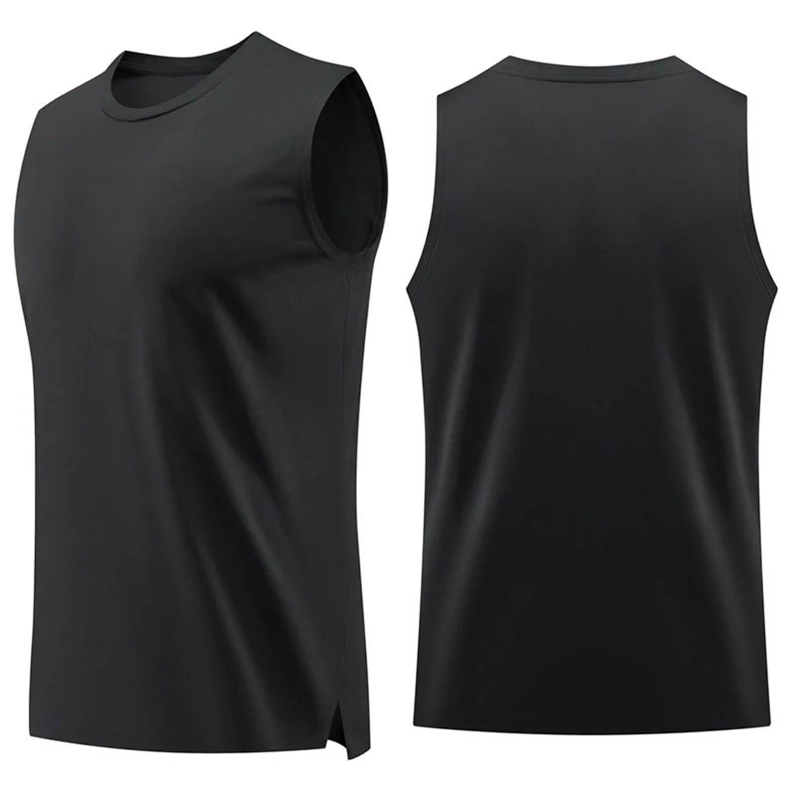 Aopir Men's #G01-Black Workout Tank Tops Sleeveless Muscle Shirts Compression Shirt Slimming Body Shaper Vest For Athletic Running Gym