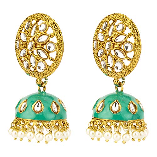 Kundan & Pearl Plated Jhumki Earrings