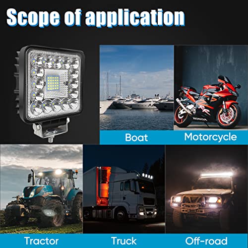 Image of LED Tractor Work Lights, 4 Inch LED Spot Lights LED Pods for Trucks Boat Trailer ATV UTV SUV RV OTR, 120W 10000lm 12V 24V Square Off Road Light Bars