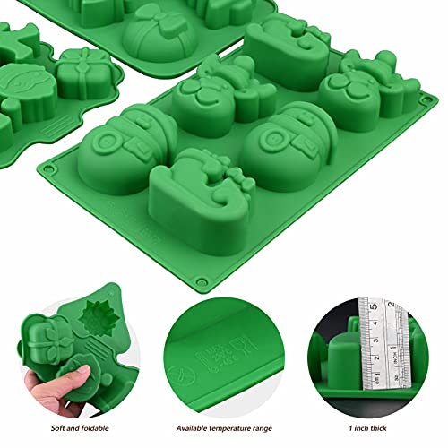 3 Pack Christmas Silicone Molds, Large Size Xmas Baking Mold For Mini Cakes, Handmade Soap, Chocolate, Jello, Candy And Candles,With Christmas Tree Santa Snowman Shape Silicone Mold #TOP3