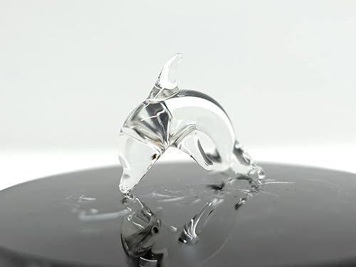 Miniatura 5 de Delfín diminutas micro figuras de vidrio soplado a mano, animales marinos, regalo coleccionable para decoración del hogar (transparente V2)