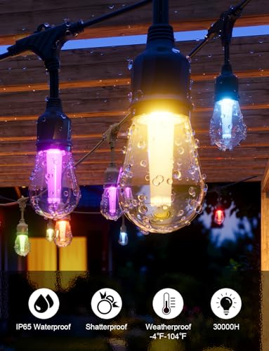 Image of XMCOSY+ Smart Outdoor String Lights 123FT, LED Patio Light with App Control