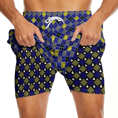 Swim Trunks with Compression Liner for Men 7 Inch Inseam Beach Shorts Quick-Dry 2 in 1 Board Shorts with Pocket3
