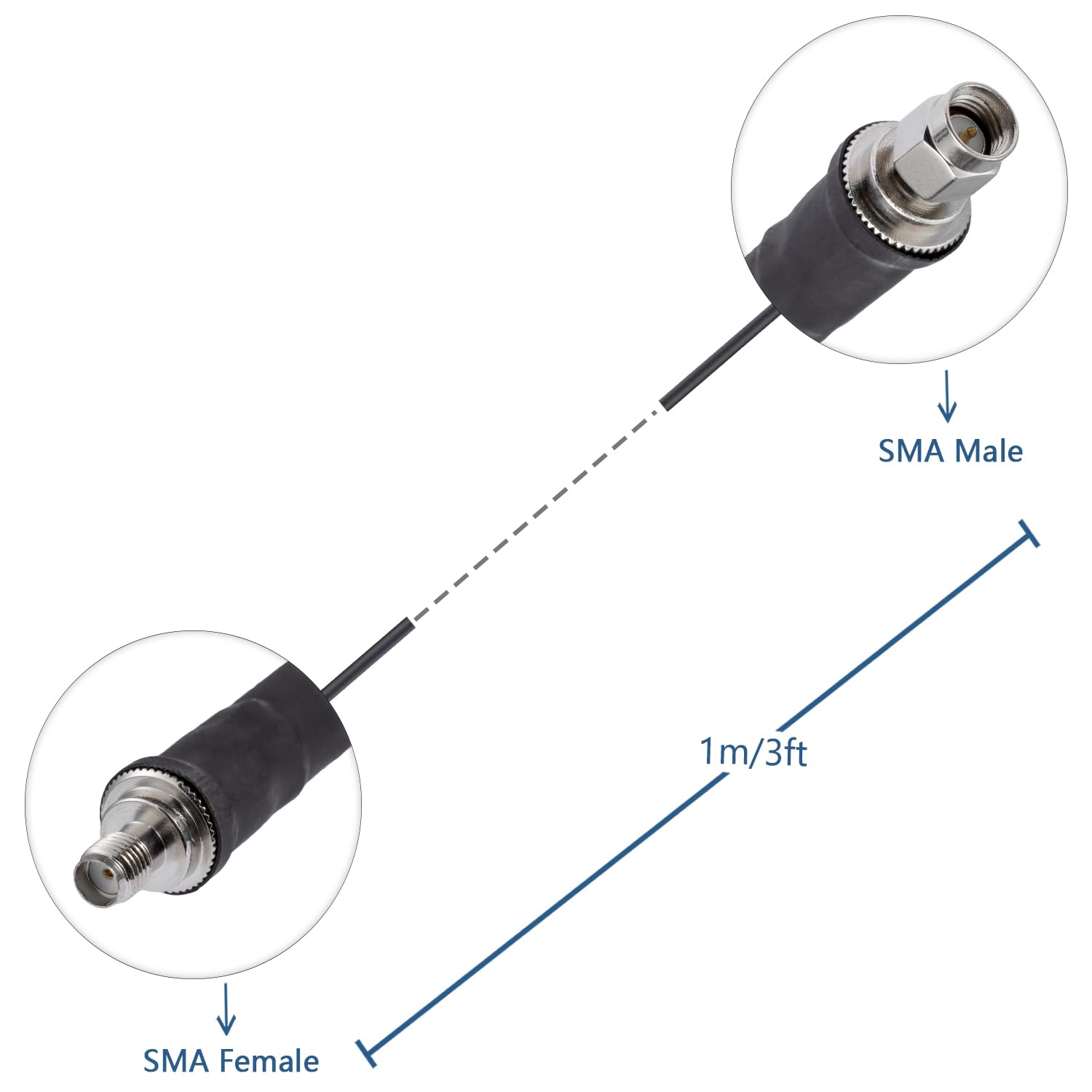 Urcianow SMA Mâle à N Séparateur Femelle Avec Joint Torique Etanche RG316 Câble 20 CM 50 Ohms Faible Perte Type N à SMA Câble Pour Routeur Antenne Amplificateur De Signal Adaptateur Sans