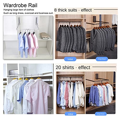 Tringle de penderie rétractable pour armoire haute difficile d'accès - 2