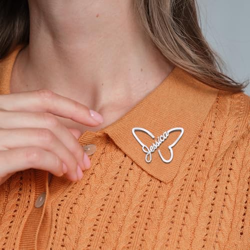 Image of Custom Lapel Pin for Women Men - Name Brooch Pin Personalized Stainless Steel for Wedding Business Party - Gold /Silver /Black Customized Jewelry Gifts