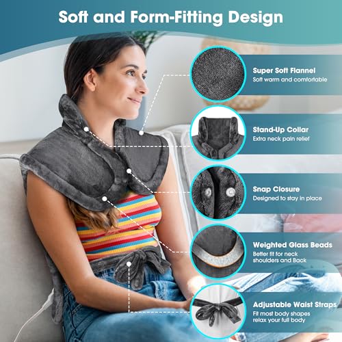 Image of Boileau Electric Heating Pad for Back Pain Relief, Birthday Gifts for Women Men Mom Dad Elderly, Self Care Gifts for Him Wife Husband, Neck Shoulder Back Pain Relief 24 inchx33 inch Large Heating Heat Pad