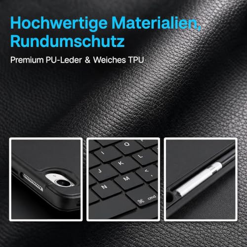 WALWALO Schwarz Hülle mit Tastatur für iPad A16 11 Generation 2025/10 Gen – Ansicht 3
