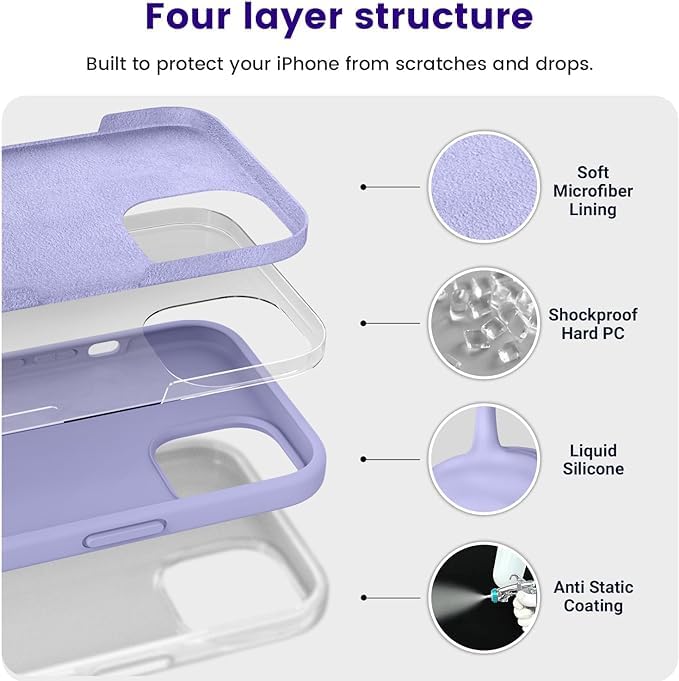 Image of MIDOS Back Cover Compatible with iPhone 15 Case Liquid Silicone Full Protection Shock Proof Back Cover for iPhone 15 (Purple)