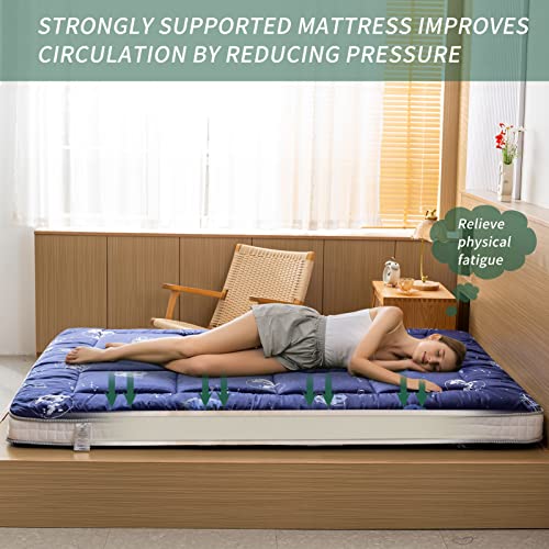 Maxyoyo Navy Space Adventure Futon Mattress, Padded Japanese Floor Mattress Quilted Bed Mattress Topper, Extra Thick Folding Sleeping Pad Breathable Floor Lounger Guest Bed For Camping Couch, Full #TOP2