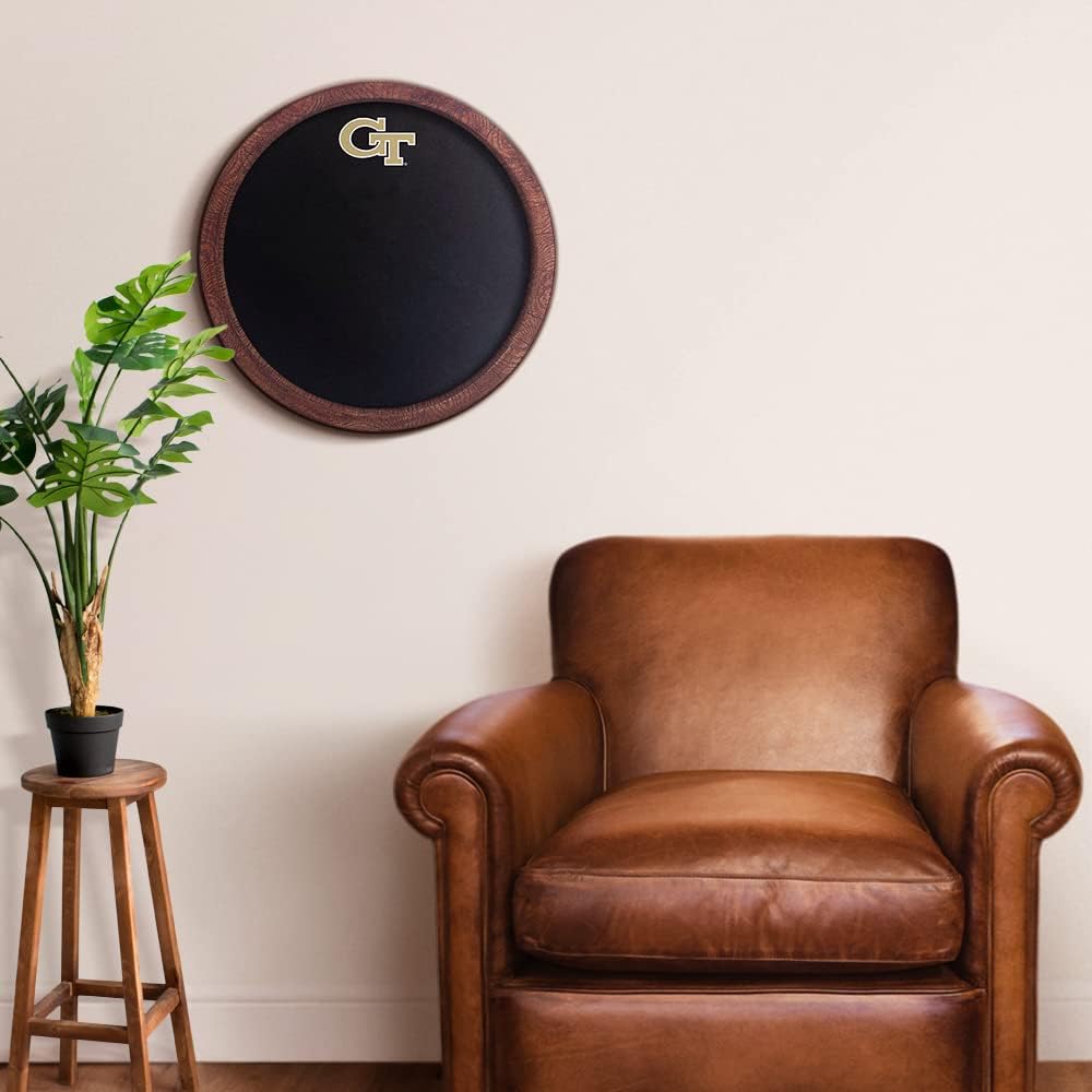The Fan-Brand NCAA Georgia Tech Yellow Jackets - Chalkboard Faux Barrel Top Sign - Sports Team Bar Sign Décor: Home, Dorm, Garage, Office, Fan Cave