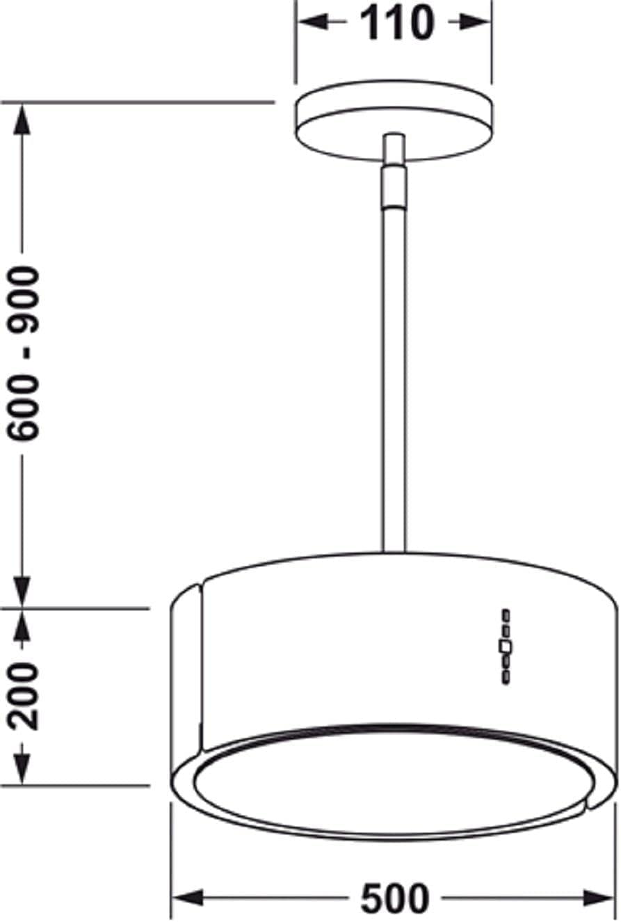 Cappa da Cucina a Isola Gurari GCH I 237 · 50 cm · Bianca · Aspirante 860 m³/h · 3 Livelli di Potenza · Illuminazione LED · Timer · Ricircolo con Filtri