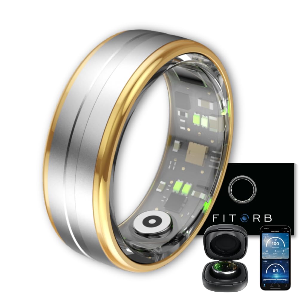 Fitorb Smart Ring Pro - Das Original. High-Tech Fitness- & Gesundheitsring, Schlafanalyse, 24/7 Aktivitätstracking. Temperaturmessung, Stress. Proberinge. (Saturn, Silber, 17,5 mm (7))
