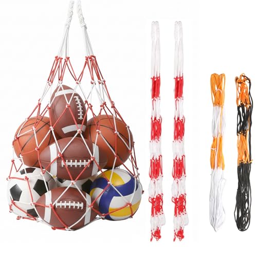 LiuHancsqd 4 bolsas de red para pelotas, red de baloncesto, bolsa de red de fútbol, bolsa de malla portátil de nailon para deportes, bolsa de voleibol, rugby, fútbol, baloncesto