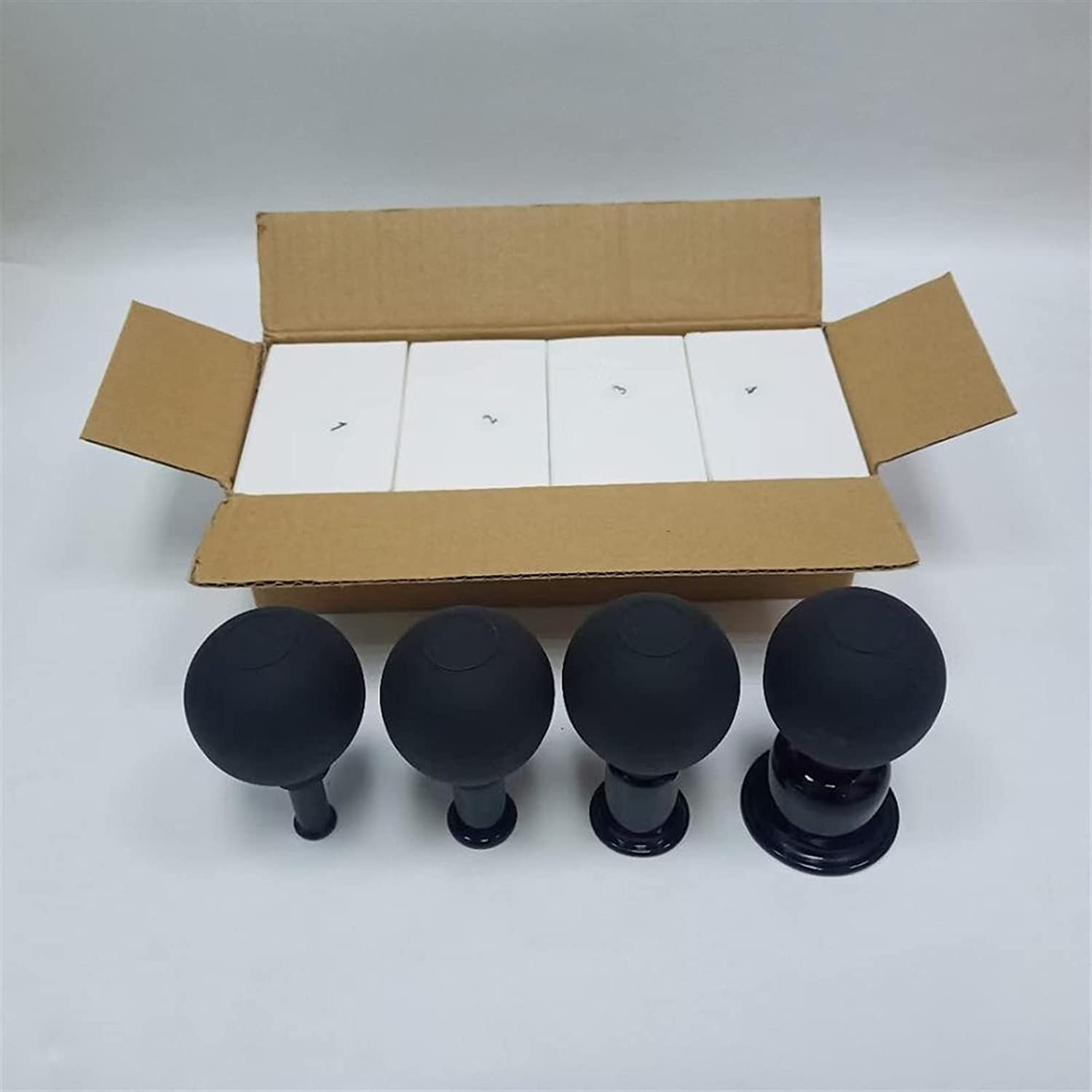 Juego de terapia de ventosas, masaje con ventosas, kit de ventosas, Estiramiento facial dedicado facial negro Goma Silicona Vidrio Vacío Masaje Ventosas Ventosas Alternativa de masaje (Color : 2 Cups