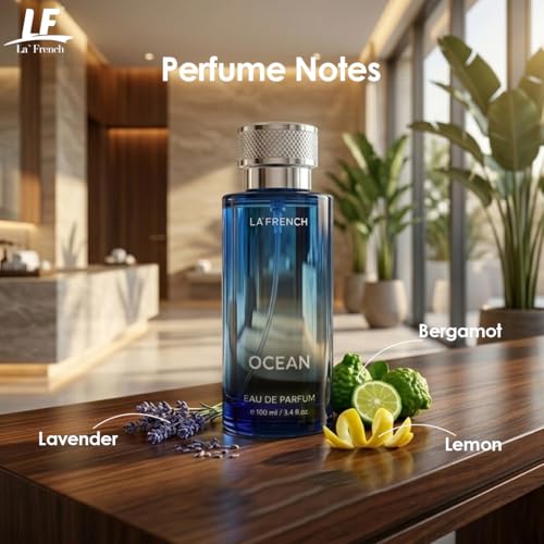 Image of La French Ocean Unisex Perfume 100ml | Long-Lasting Premium Perfume | Fresh & Bold Fragrance with Bergamot, Lavender & Lemon Notes | Premium Perfume for Men & Women