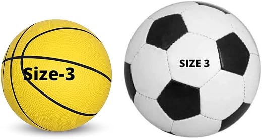 GKC PVC Football and Basketball Combo with Needle, Size 3 for Kids 2 to 12 Year with 2 Needle Multicolour