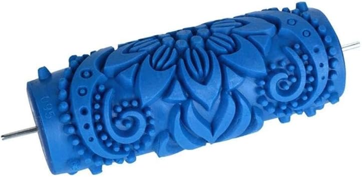 HEHUANG 1 Piece Rubber Embossed Floral Pattern DIY Paint Roller Sleeves Decorative Texture Roller for Wall Painting Machine, 095Y