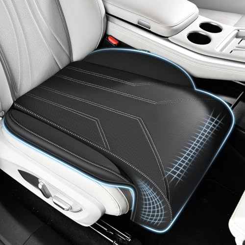 Image of FLORICH Car Seat Extender Leg Support Cushion for Driver Seats Office Chair, Leather Memory Foam Widened seat Cushion for Long Drivers Universal Car Seat Cushion Legs Rest Pads-Black