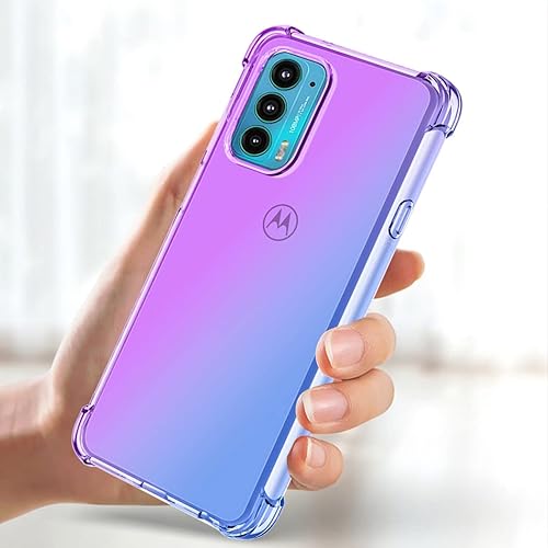 Miniatura 5 de Linda funda para Moto Edge 2021 – Funda protectora de TPU suave antiarañazos, a prueba de golpes para Motorola Moto Edge 2021 (púrpura/azul)