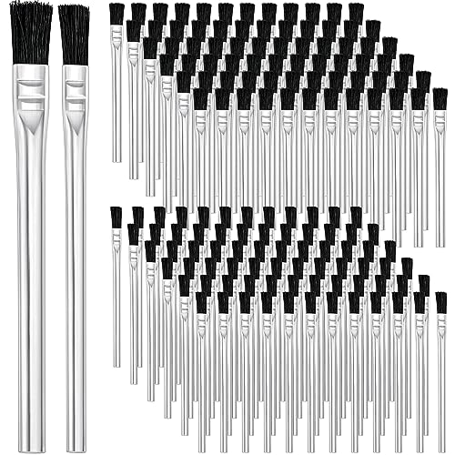 Mifoci 144 Pcs Acid Brush Bulk Boar Hair Acid Flux Brushes Epoxy Wood Glue Brush Metal Tubular Handle Disposable Glue Brushes for Woodworking Soldering Crafting Home(1/2 Inch, 3/8 Inch Wide)