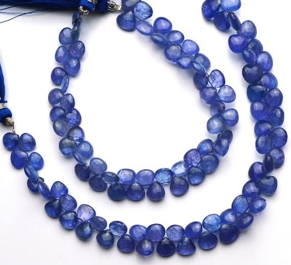 Tanzanite en coeur briolette de 7 à 9mm pour créer votre collier d'été élégant fait main de 8 pouces