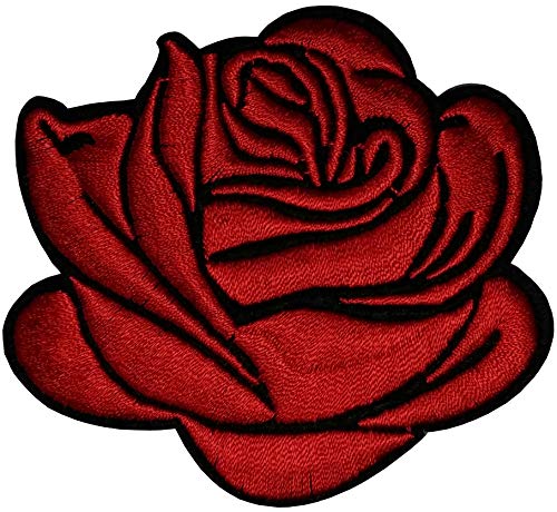 Écusson Rose Rouge Fleur Patch Flower Nature Thermocollant 6,7x7,3cm Cameleon-Shop