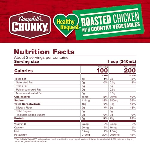 Image of Campbell's Chunky Healthy Request Soup, Roasted Chicken Soup with Country Vegetables, 18.6 oz Can (Pack of 2)