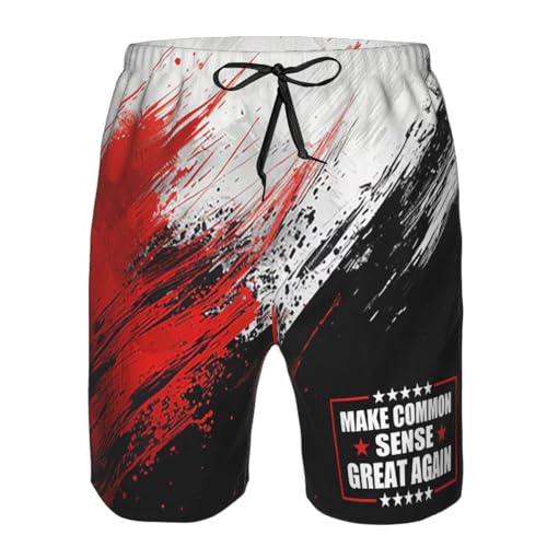 NAFSKL Board Shorts Make Common Sense Great Again Mens Swim Trunks Quick Dry Swim Shorts Beach Short Swimwear with Pockets2