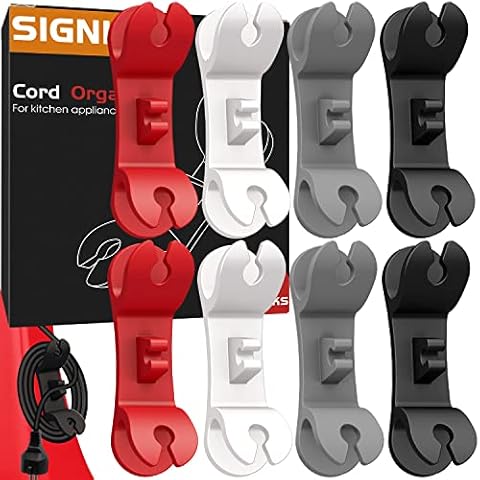 Cord Organizer for Appliances - Upgraded Patented 8 Pack Tidy Cord Wrapper Holder Wrap Keeper Cord Winder Stick on Kitchen Mixer, Blender, Coffee Maker, Pressure Cooker, Air Fryer (Multi-color) Cover