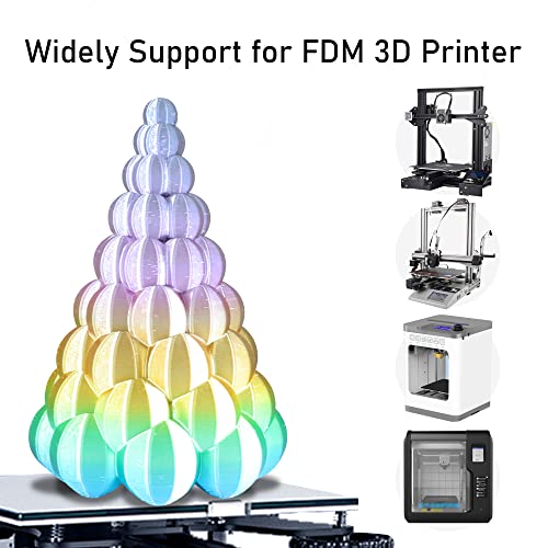 Image of Silk Shiny Blue Purple Fast Color Changed Multi-Colored Rainbow PLA Filament, 1.75mm 1KG 2.2LBS Shining 3D Printing Material with Fast Random Color Gradually Changed, Pack with Printer Tool by MIKA3D