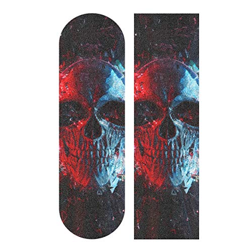 Skateboard Grip Tape Red and Blue Neon Polygon Glowing Skull Scooter Griptape Deck Sandpaper Longboard Sheet Sticker 9