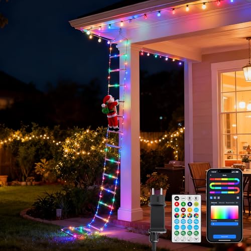 Aigostar Ghirlanda Luminosa Natalizia da 3m con 150 LED e Babbo Natale, Luci per Scale RGB Intelligenti, Multimodalità, Controllo App e Telecomando, Timer, per Interni/Esterni