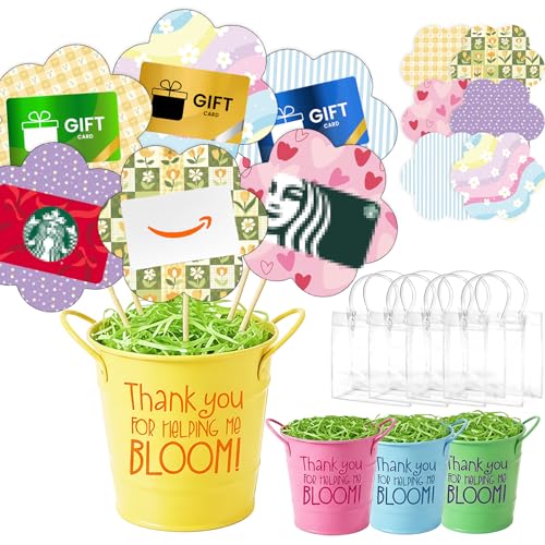 4 Pack Teacher Appreciation Gift Card Holder Stand - Premium Floral Bouquet Set, Unique Back to School Decor, Ideal Teacher Thank You Gifts, Year End & Appreciation Gift Card Holders