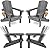 SERWALL Folding Adirondack Chair Set of 4, Adjustable Adirondack Chair with 3 Recline Positions, All Weather HDPE Outdoor Adirondack with Cup Holders, Gray