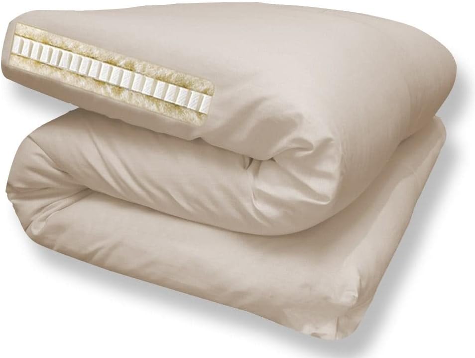 The Futon Shop Organic Wool Shiki Futon Mattress Twin with Latex - Japanese Style Shikibuton Mattress for Floor - Medium Firm, Cotton Cover