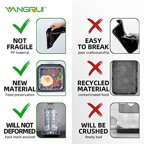 Yangrui To Go Containers, Anti-Fog & Leak Proof Shrink Wrap 25 Pack 34 Oz 8 Inch Meal Prep Container Bpa Free Pure Pp Flexible Meterial Microwave Freezer Safe Hinged Clamshell Take Out Containers #TOP3