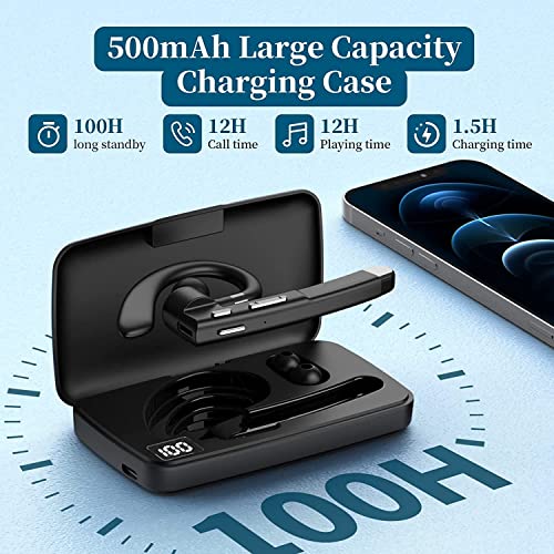 Xvv Bluetooth Headset For Cellphone Wireless Bluetooth Earpiece With Charging Case Hands-Free Single Ear Headset With Mic For Ios Android Cell Phone, V5.2 Bluetooth Headphone For Business, Trucker #TOP1