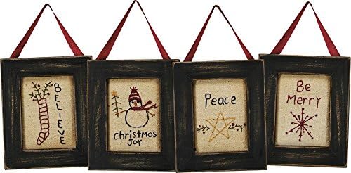 Primitives by Kathy 16500 Christmas Stitchery Wall Art, Set of 4, Be Merry, 3.75" x 4.5" image 4