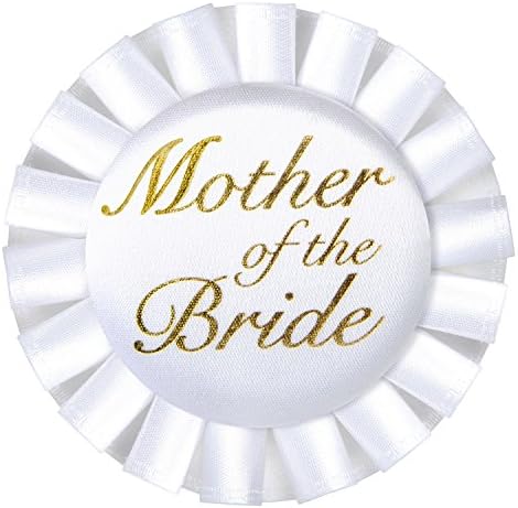 Beistle Mother of The Bride Satin Button, 3-1/2-Inch, One Size, White/Gold image 2